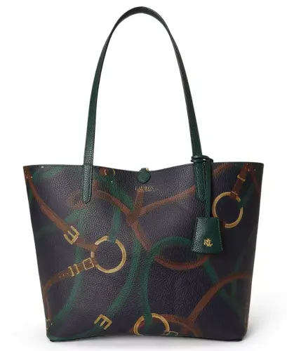 Faux-Leather Large Reversible Tote Bag - Season Green/Belting - 4