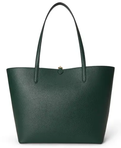 Faux-Leather Large Reversible Tote Bag - Season Green/Belting - 5