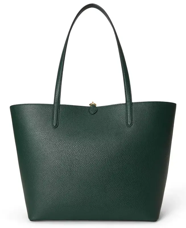Faux-Leather Large Reversible Tote Bag - Season Green/Belting - 5