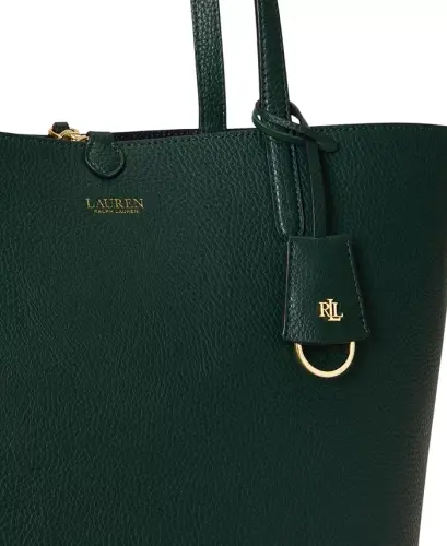 Faux-Leather Large Reversible Tote Bag - Season Green/Belting - 7