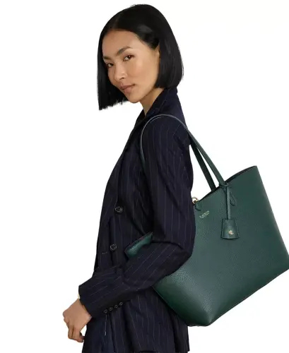 Faux-Leather Large Reversible Tote Bag - Season Green/Belting - LAUREN RALPH LAUREN (1)