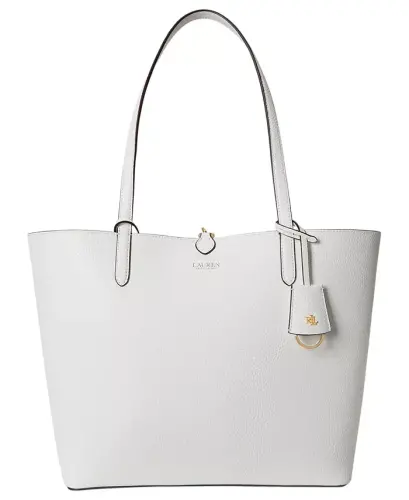 Faux-Leather Large Reversible Tote Bag - White/Floral - 4
