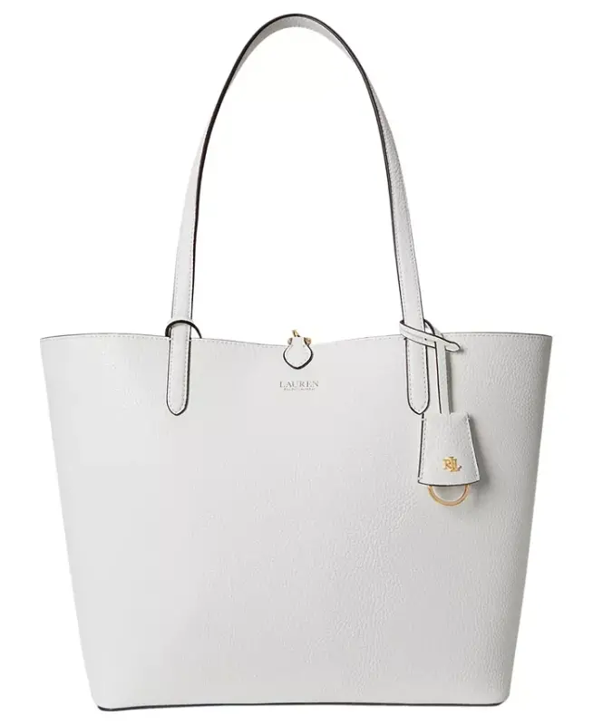 Faux-Leather Large Reversible Tote Bag - White/Floral - 4
