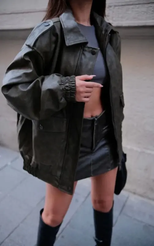 Faux Leather Pilot Jacket - 2