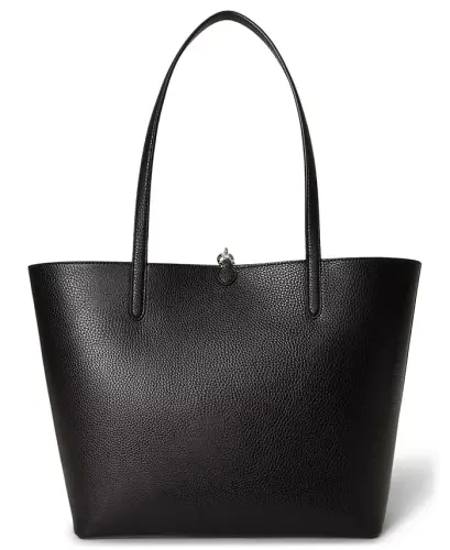 Faux-Leather Reversible Extra-Large Tote Bag - Black Watch Tartan - 5