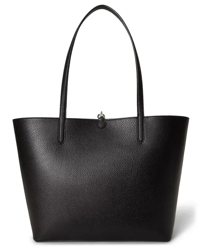 Faux-Leather Reversible Extra-Large Tote Bag - Black Watch Tartan - 5