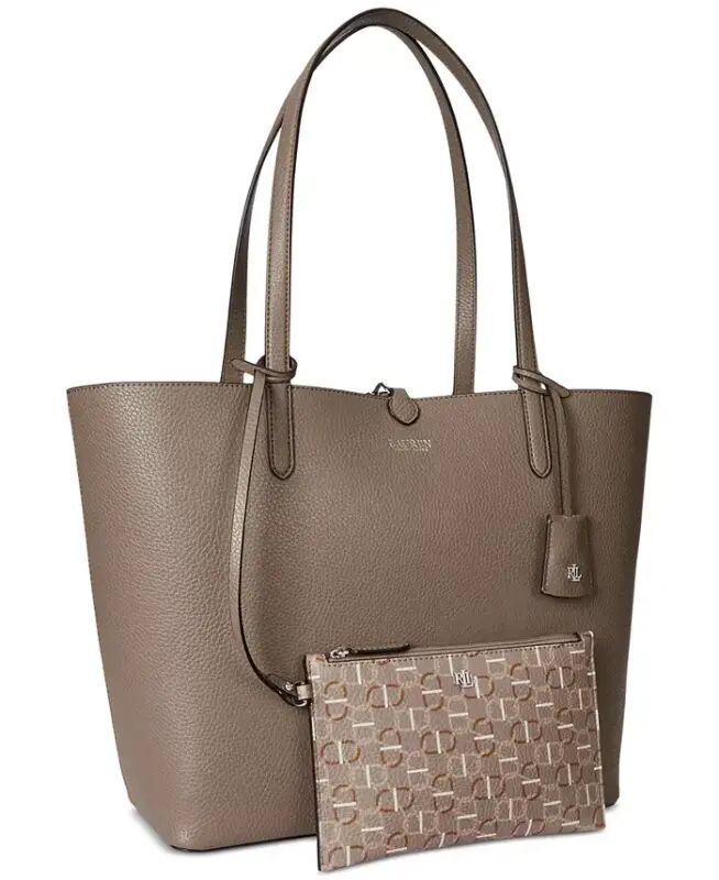Faux-Leather Reversible Extra-Large Tote Bag - Rider Geo/Taupe Brown - Lauren Ralph Lauren