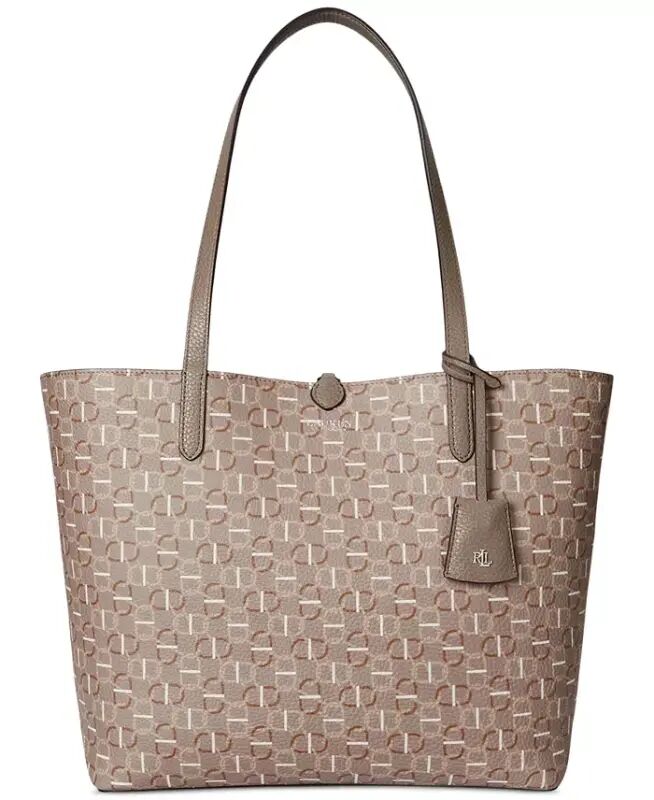 Faux-Leather Reversible Extra-Large Tote Bag - Rider Geo/Taupe Brown - 3