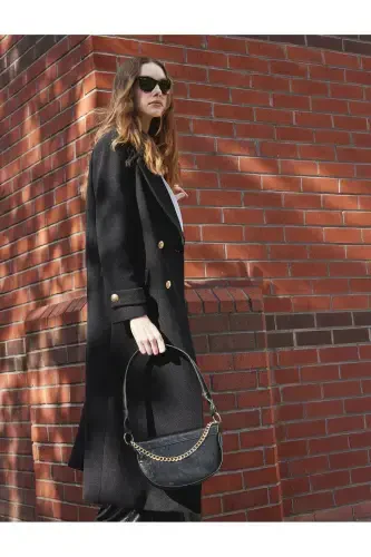 Faux Leather Shoulder Bag with Chain Detail - 3