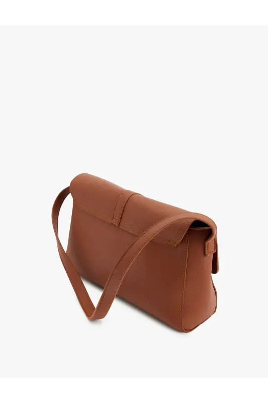 Faux Leather Shoulder Bag with Metal Hardware - 2