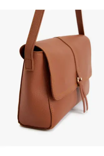 Faux Leather Shoulder Bag with Metal Hardware - 3