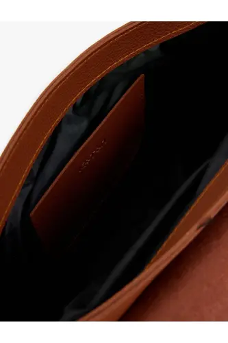 Faux Leather Shoulder Bag with Metal Hardware - 4