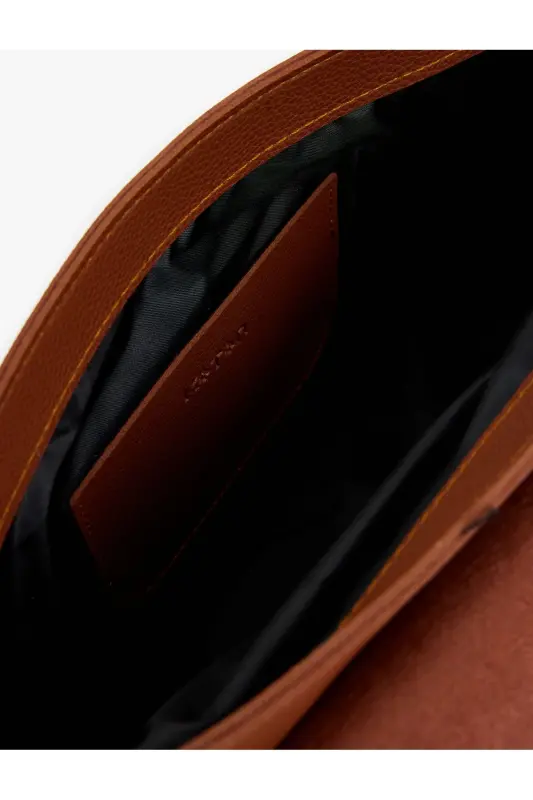 Faux Leather Shoulder Bag with Metal Hardware - 4