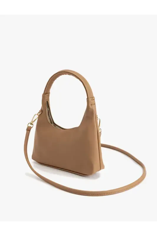 Faux Leather Shoulder Bag with Zipper and Handle - 3