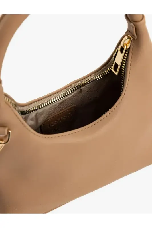 Faux Leather Shoulder Bag with Zipper and Handle - 5