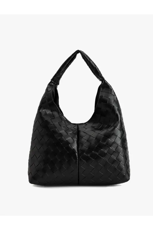 Faux Leather Textured Handle Shoulder Bag - 2