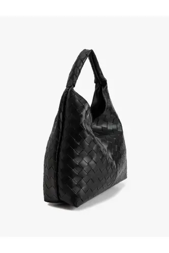 Faux Leather Textured Handle Shoulder Bag - 4