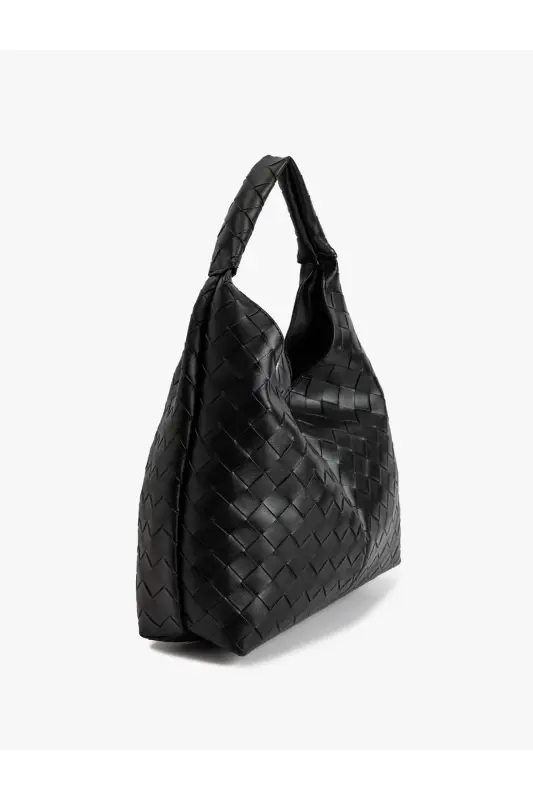 Faux Leather Textured Handle Shoulder Bag - 4