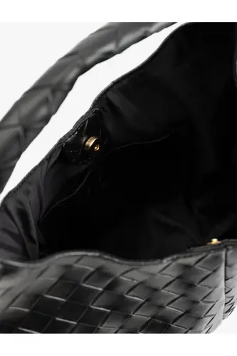 Faux Leather Textured Handle Shoulder Bag - 5