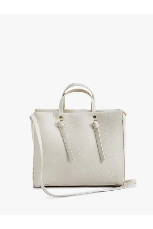 Faux Leather Tote Bag Large Size Handle Detail Strap - 1