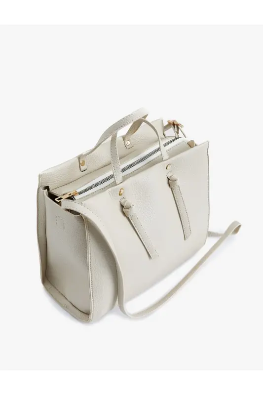 Faux Leather Tote Bag Large Size Handle Detail Strap - 2