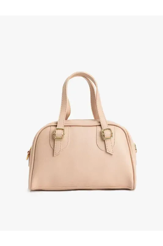 Faux Leather Zippered Shoulder Bag with Strap-Rose - KOTON