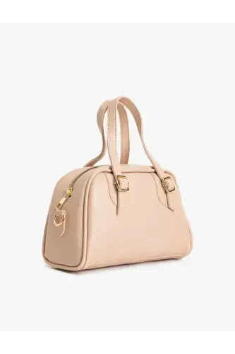 Faux Leather Zippered Shoulder Bag with Strap-Rose - KOTON (1)