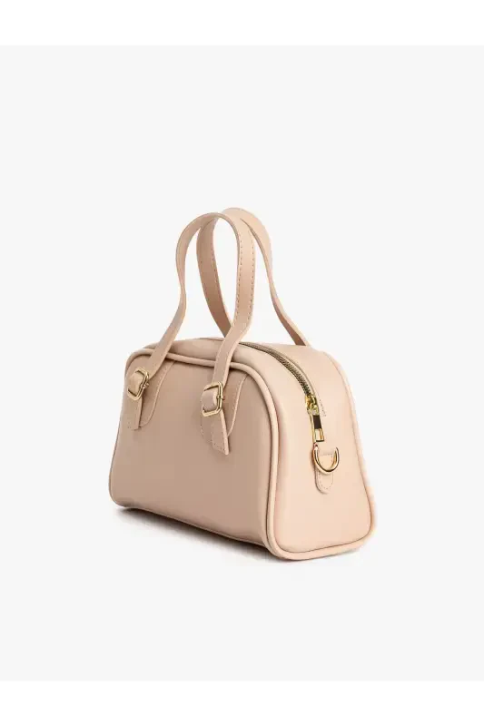 Faux Leather Zippered Shoulder Bag with Strap-Rose - 3