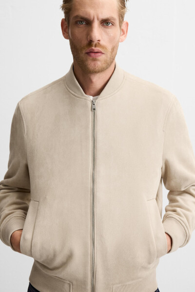 Faux suede bomber jacket (beige) - 13