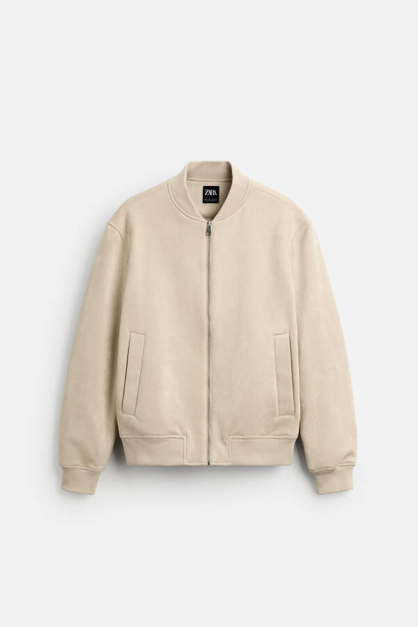 Faux suede bomber jacket (beige) - 14