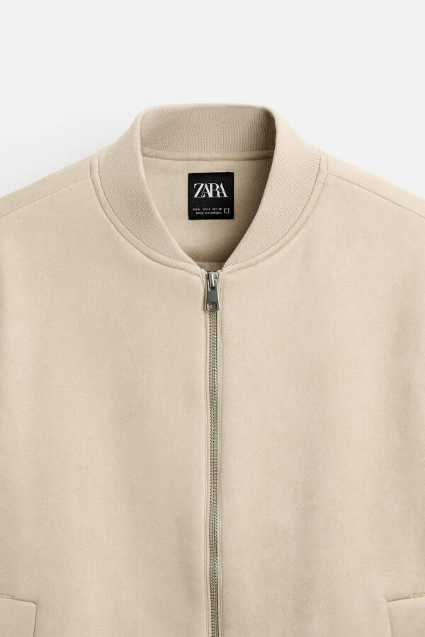 Faux suede bomber jacket (beige) - 8