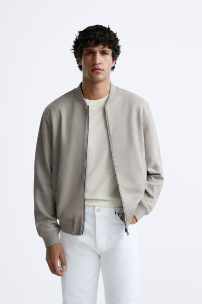 Faux suede bomber jacket, gray color. - 11