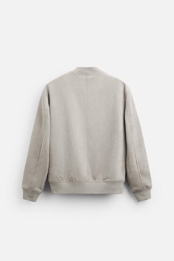 Faux suede bomber jacket, gray color. - 17