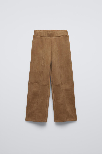 FAUX SUEDE CULLOTE TROUSERS-Medium-camel - 1