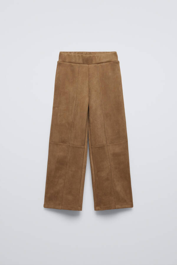 FAUX SUEDE CULLOTE TROUSERS-Medium-camel - 1