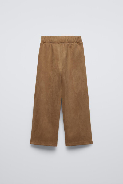 FAUX SUEDE CULLOTE TROUSERS-Medium-camel - 2