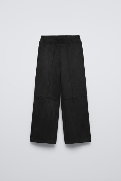 FAUX SUEDE CULOTTE PANTS-Black - 1