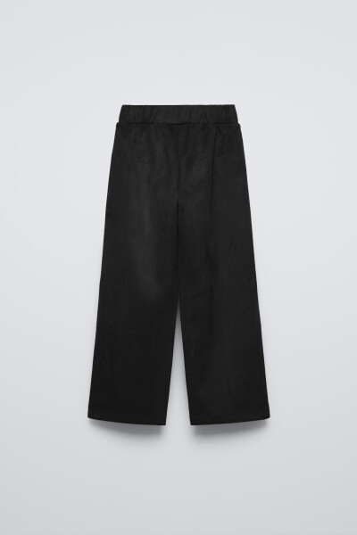 FAUX SUEDE CULOTTE PANTS-Black - 2