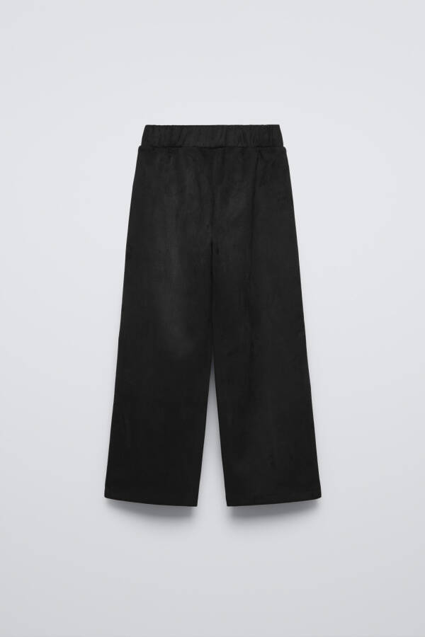 FAUX SUEDE CULOTTE PANTS-Black - 2