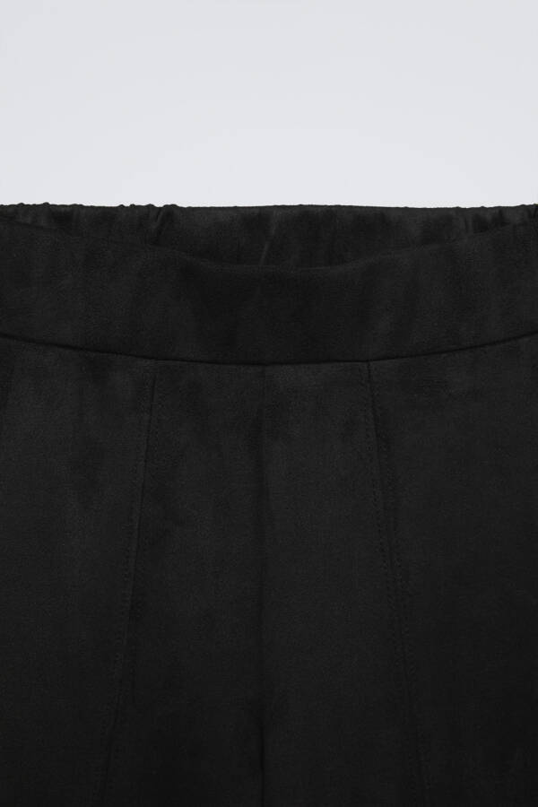 FAUX SUEDE CULOTTE PANTS-Black - 3