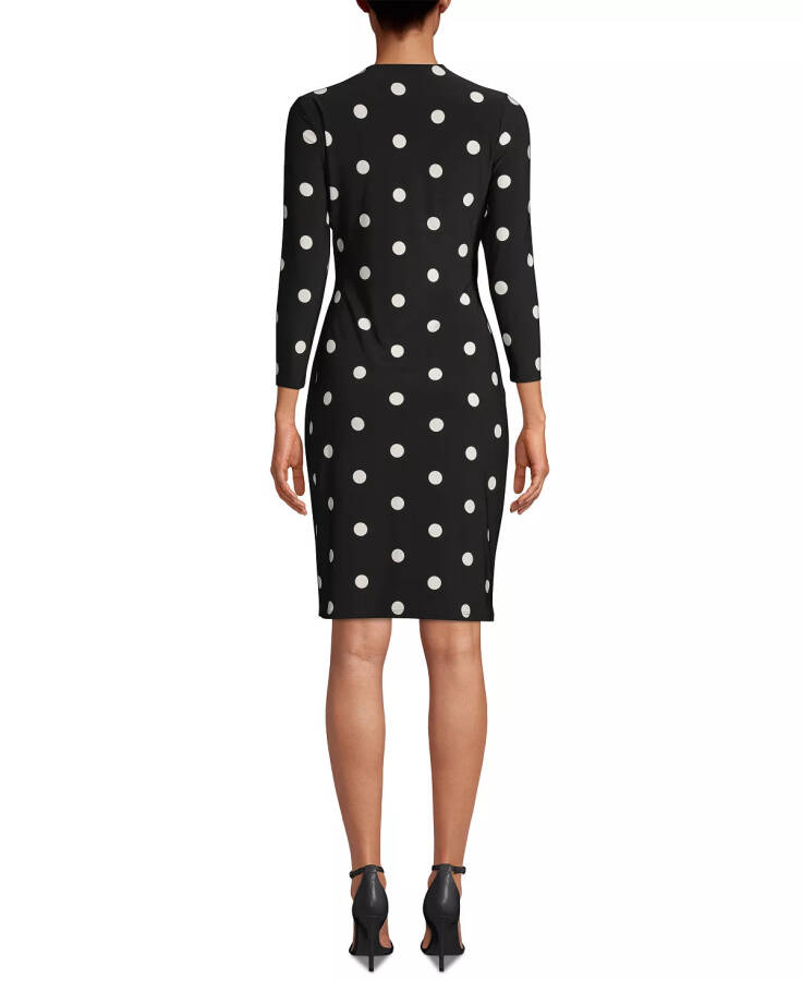 Faux-Wrap Dress Anne Black/White Dot Print - 4