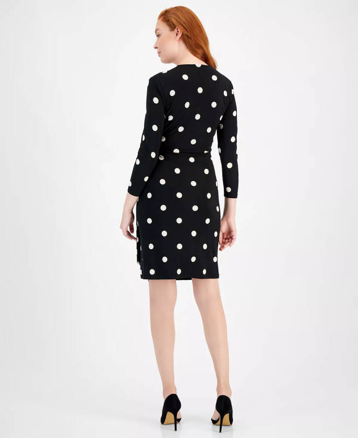 Faux-Wrap Dress Anne Black/White Dot Print - 7