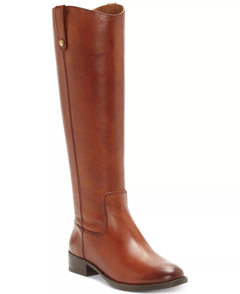 Fawne Wide-Calf Riding Leather Boots, Created for Modazone Cognac - 1