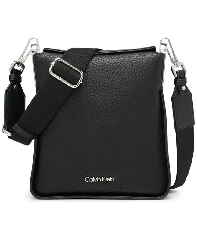 Fay Mini Adjustable Crossbody with Magnetic Top Closure - Black, Silver - Calvin Klein