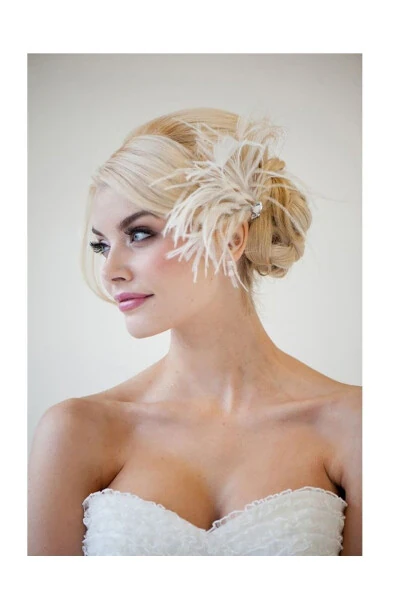 Feathered Hair Clip Veil Bridal Cap Wedding Hat Veil Bridal Crown Hair Accessory - BBA NEW TREND