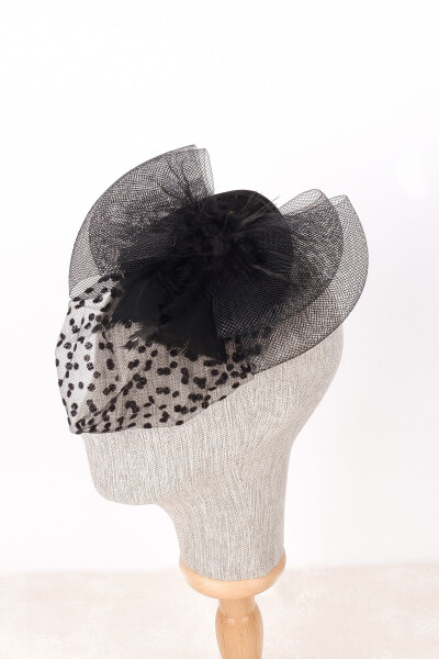 Feathered Polka Dot Veil Bridal Wedding Hat Wedding Bridal Cap - 4