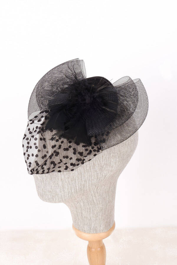Feathered Polka Dot Veil Bridal Wedding Hat Wedding Bridal Cap - 4