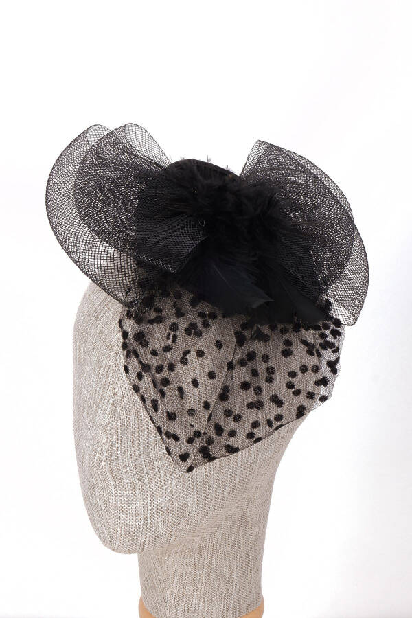 Feathered Polka Dot Veil Bridal Wedding Hat Wedding Bridal Cap - 5