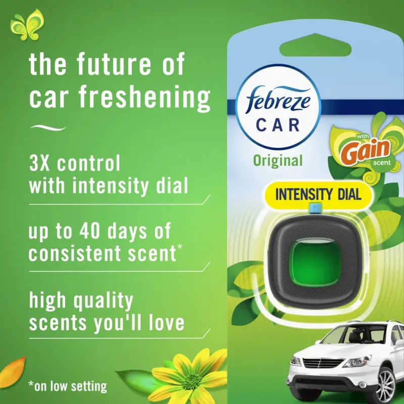 Febreze Car Air Freshener, Odor-Fighting Car Vent Clip, Gain Original, 3 Count - 2