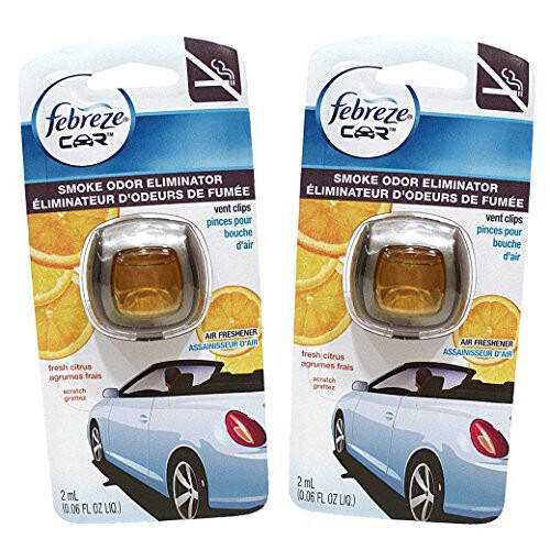 Febreze Car Vent Clips Air Freshener Smoke Odor Eliminator, Citrus Scent 2 Pack - 1